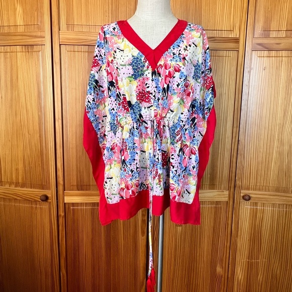 Charter Club Large Vibrant Floral Tassel Tie Boho CottageCore Coastal Grandma - Picture 3 of 11